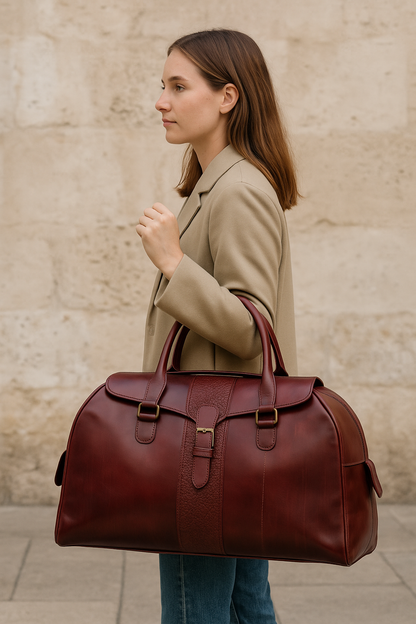 Agafay Souk Woven Flap Leather Weekender