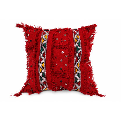 Deep Red Handira Pillow Cover