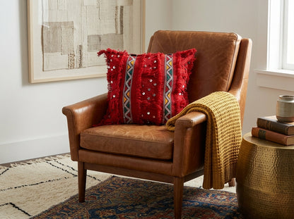 Deep Red Handira Pillow Cover