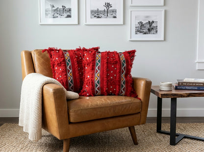 Deep Red Handira Pillow Cover