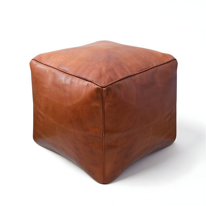 Amber Saddle Square Moroccan Leather Ottoman
