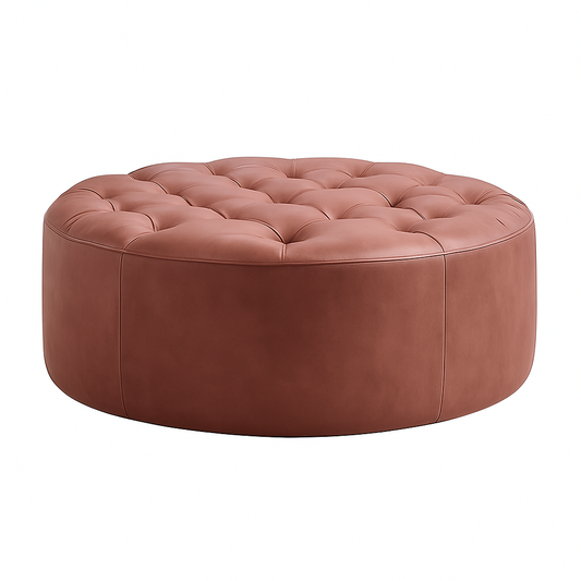 Blush Kasbah Round Moroccan Leather Ottoman