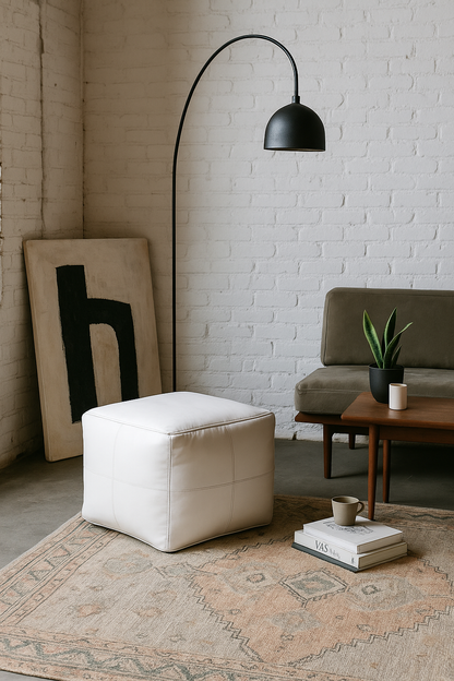 Casbah Cloud Square Moroccan Leather Ottoman