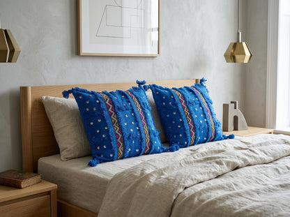 Cobalt Blue Handira Pillow Cover
