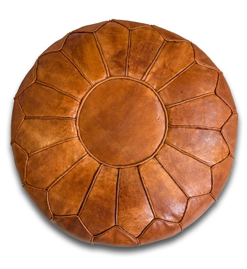 Desert Ember Moroccan leather Ottoman Pouffe