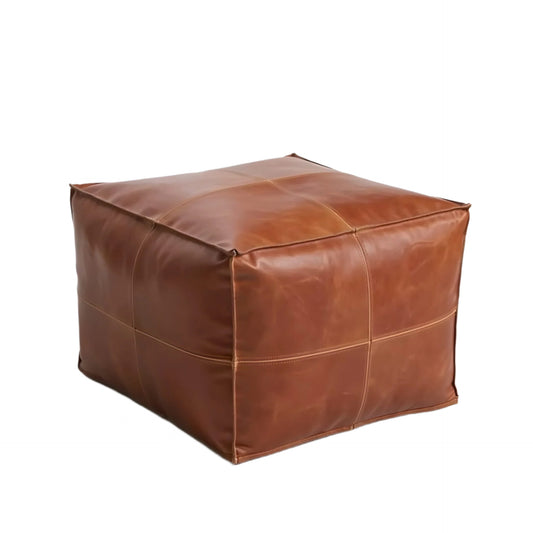 Desert Glow Square Moroccan Leather Ottoman