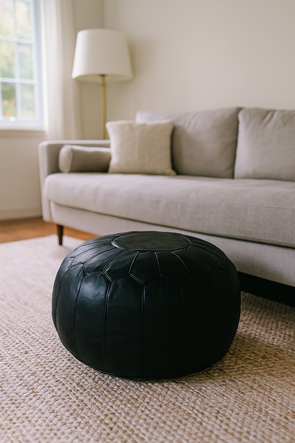 Dusk Nomad Moroccan leather Ottoman Pouffe