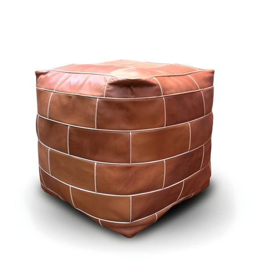Kasbah Brick Square Moroccan Leather Ottoman