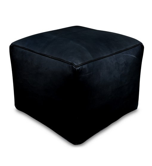Midnight Square Moroccan Leather Ottoman