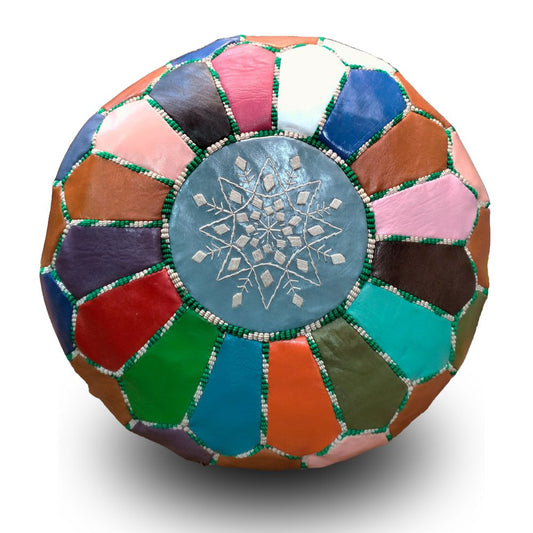 Prism Snowflake Moroccan leather Ottoman Pouffe
