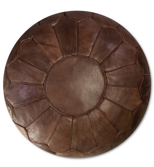 Tannery Smoke Moroccan leather Ottoman Pouffe