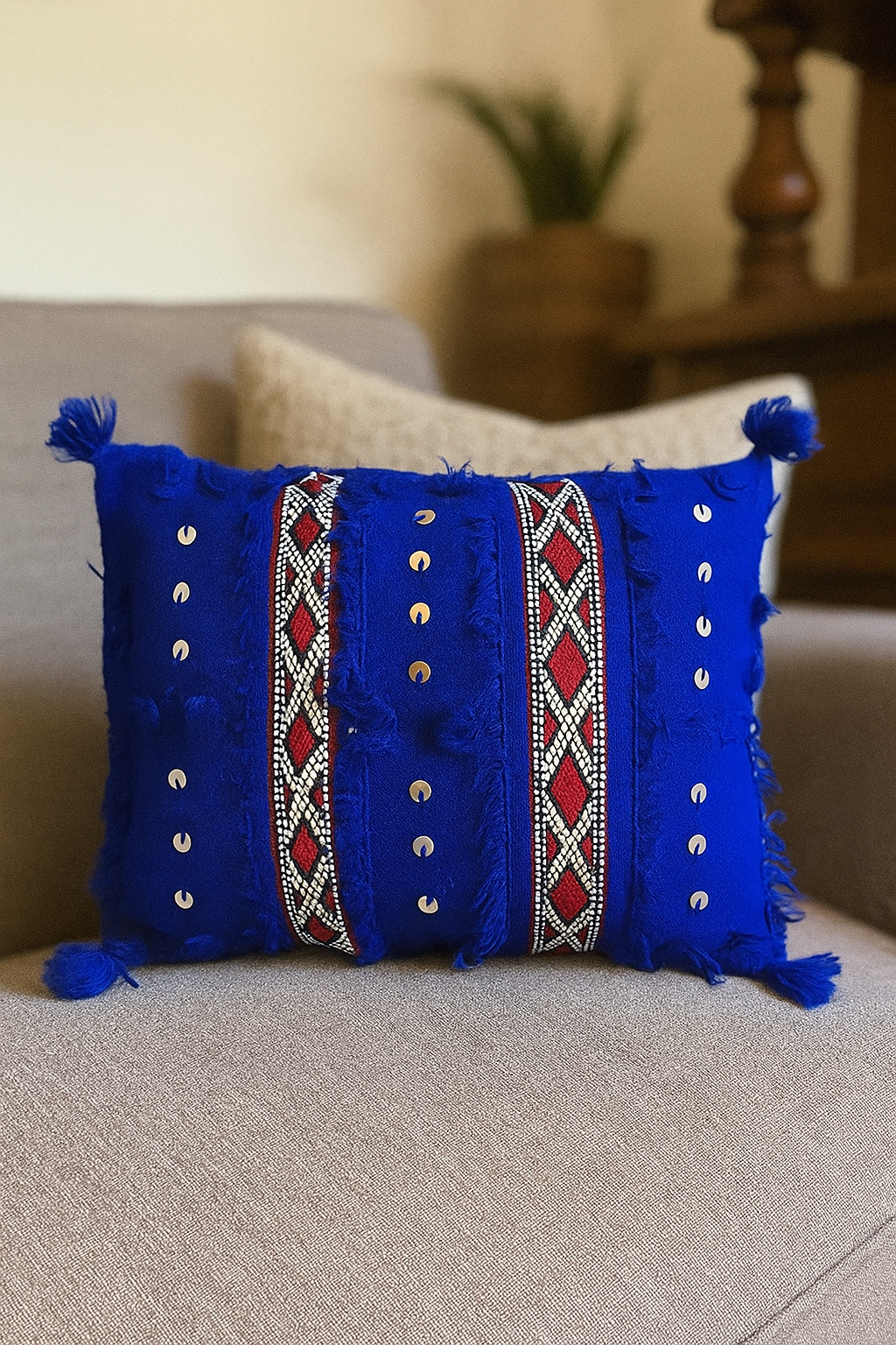 Blue Moroccan Handira Pillow