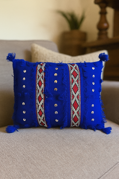 Blue Moroccan Handira Pillow
