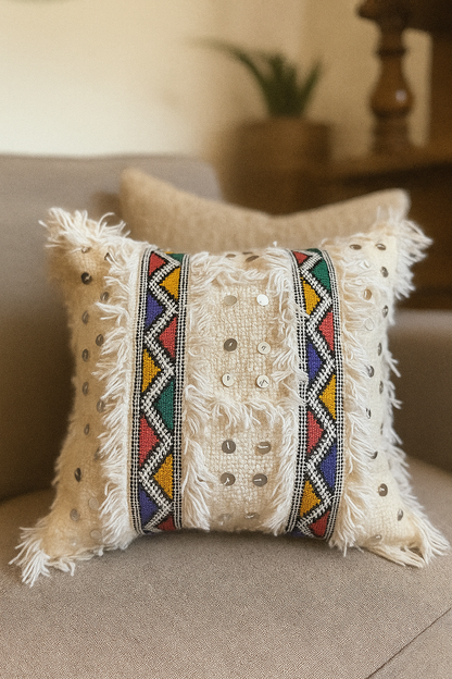 White Handira Pillow Cover