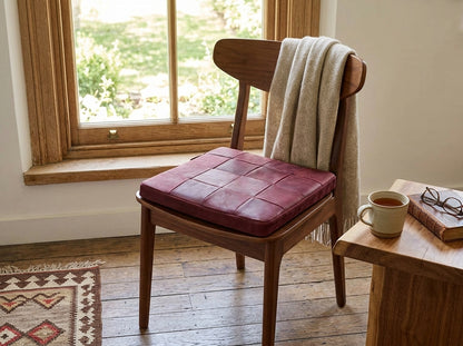 Agafay Souk Burgundy Square Woven Leather Chair Pad