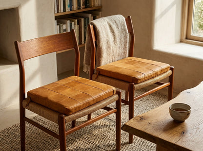 Agafay Souk Mustard Yellow Square Woven Leather Chair Pad