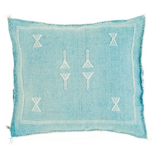Agafay Souk Blue Cactus Silk Pillow