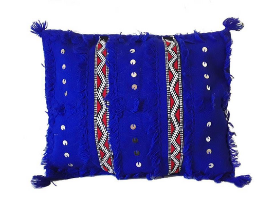 Blue Moroccan Handira Pillow