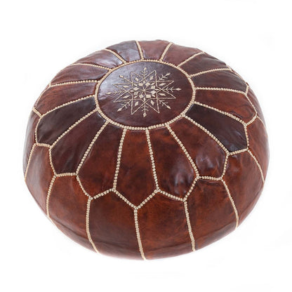 Chocolate Moroccan leather Ottoman Pouffe