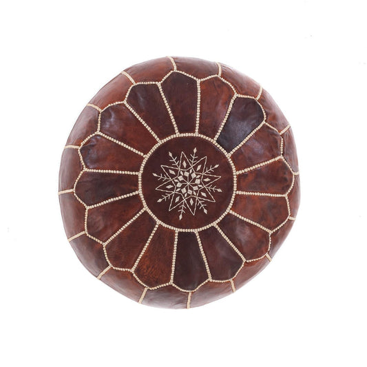 Chocolate Moroccan leather Ottoman Pouffe