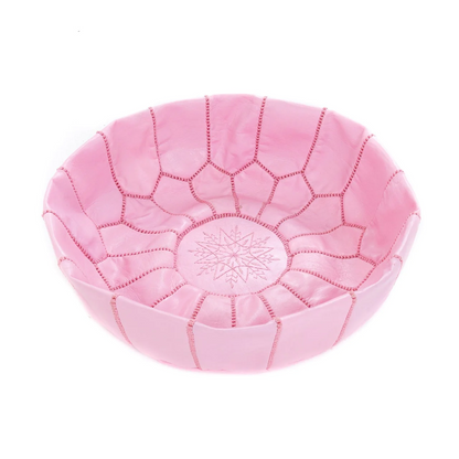 Pink Moroccan leather Ottoman Pouffe