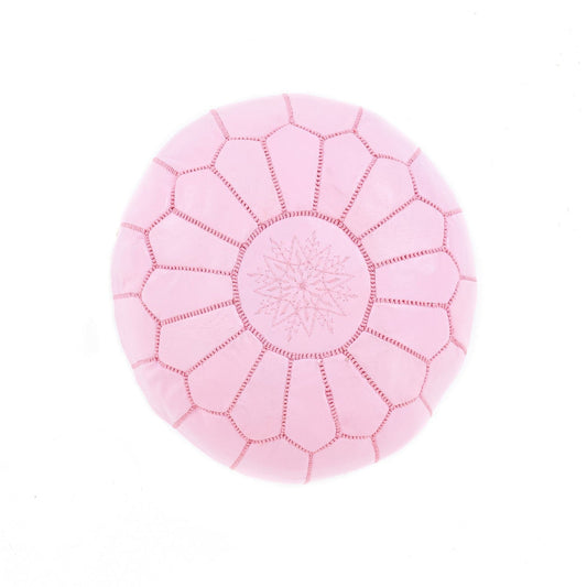 Pink Moroccan leather Ottoman Pouffe