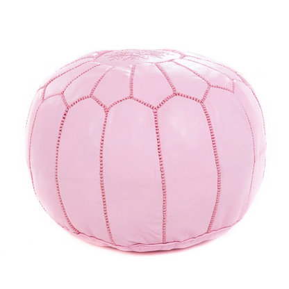 Pink Moroccan leather Ottoman Pouffe