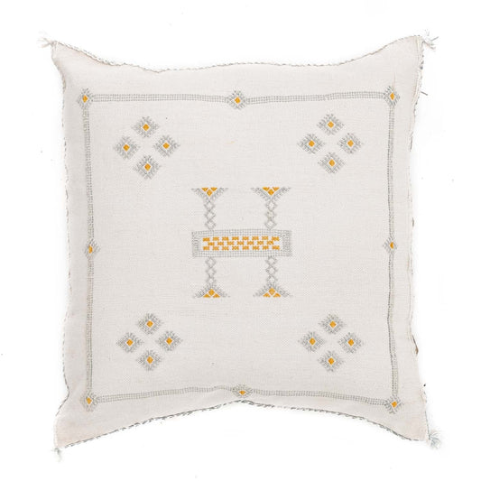 Agafay Souk White Cactus Silk Pillow